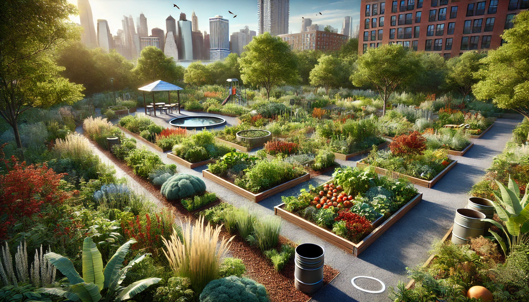 The garden features a variety of pollinator-friendly plant