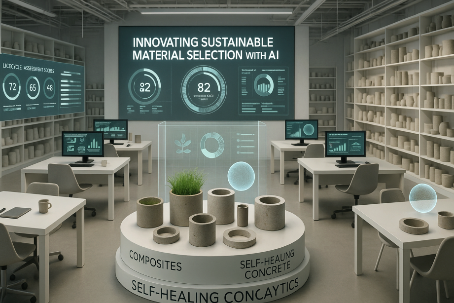 A high-tech material innovation lab showcasing AI-driven material analysis