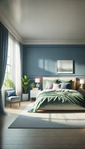 Cool colors in bedroom